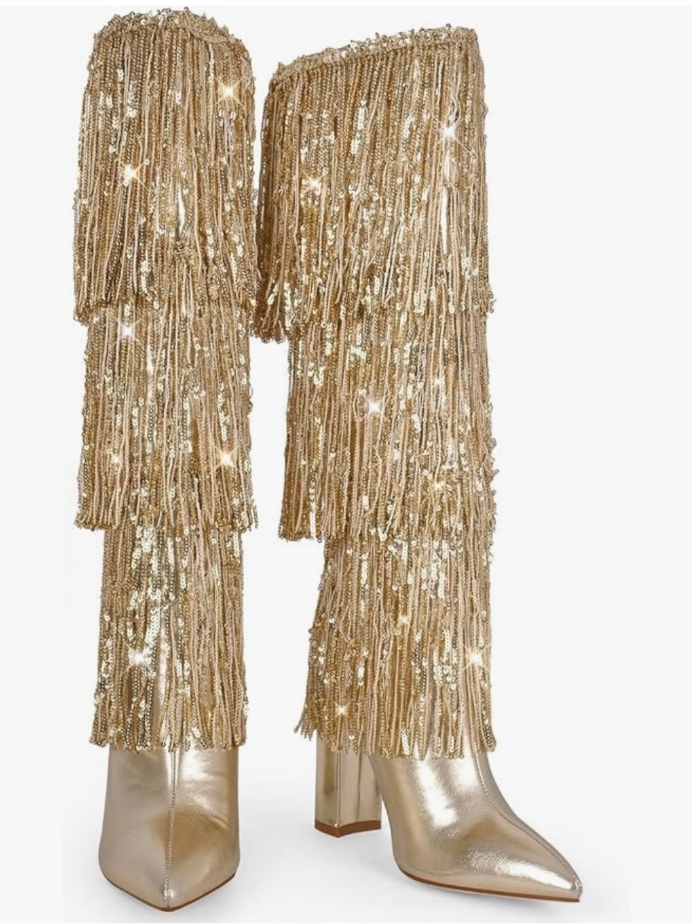 GOLD FRINGE BOOTS
